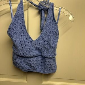 Hollister Blue Crochet Halter Top